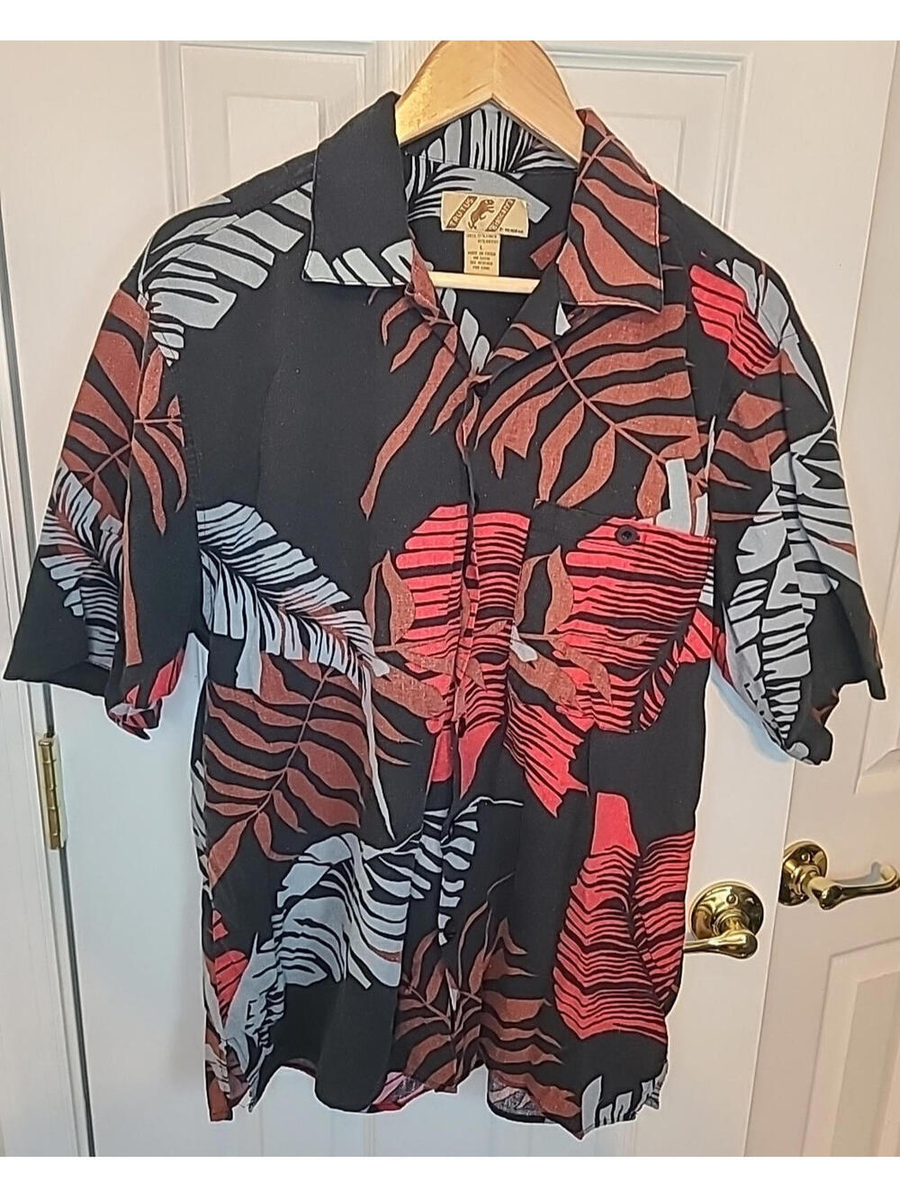 Trutus Biancarra Mens Aloha Hawaiian  Button Up Short Sleeve Shirt Vtg Size L